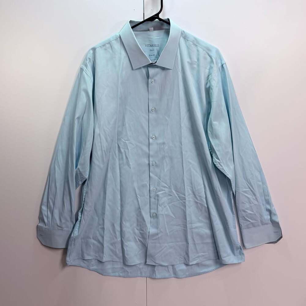 Vitarelli Italy Men's Light Blue Slim Fit Long Sleeve Dress Shirt